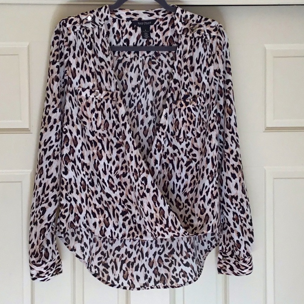 White House Black Market Leopard Print Blouse
